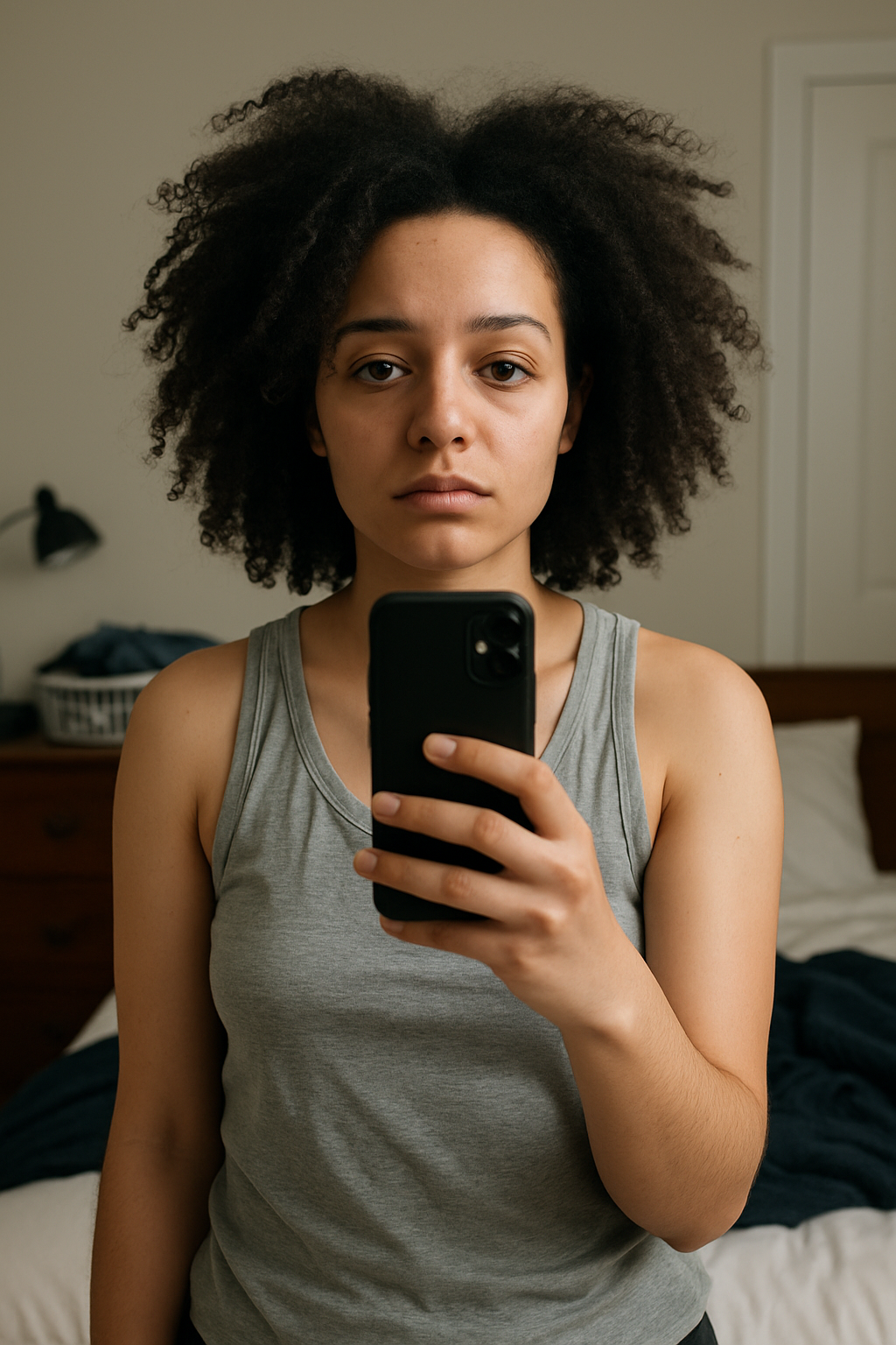 Before photo - typical mirror selfie